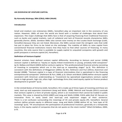 An overview of venture capital