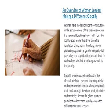 An Overview of Women Leaders Making a Difference Globally.