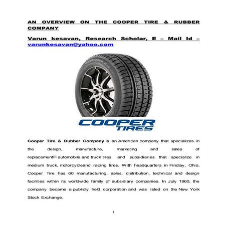 AN OVERVIEW ON THE COOPER TIRE & RUBBER COMPANY