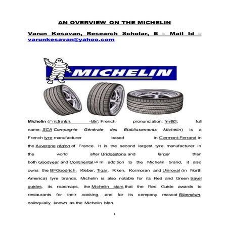 AN OVERVIEW ON THE MICHELIN