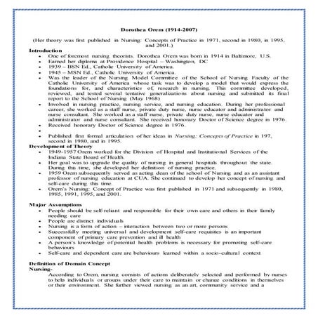 Anp dorothea orem's theory