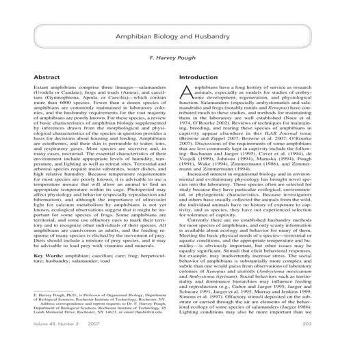 Anphibian biology and husbandry
