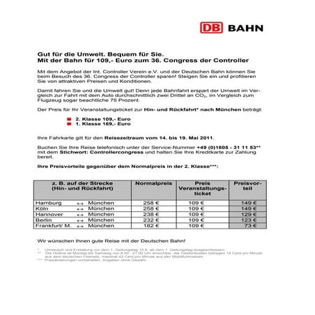 Anreise controller congress 2011 deutsche bahn