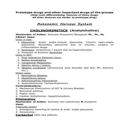 Autonomic nervous system pharmacology
