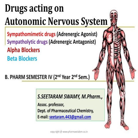 Drugs acting on  Autonomic Nervous System / Sympathomimetic drugs (Adrenergic...
