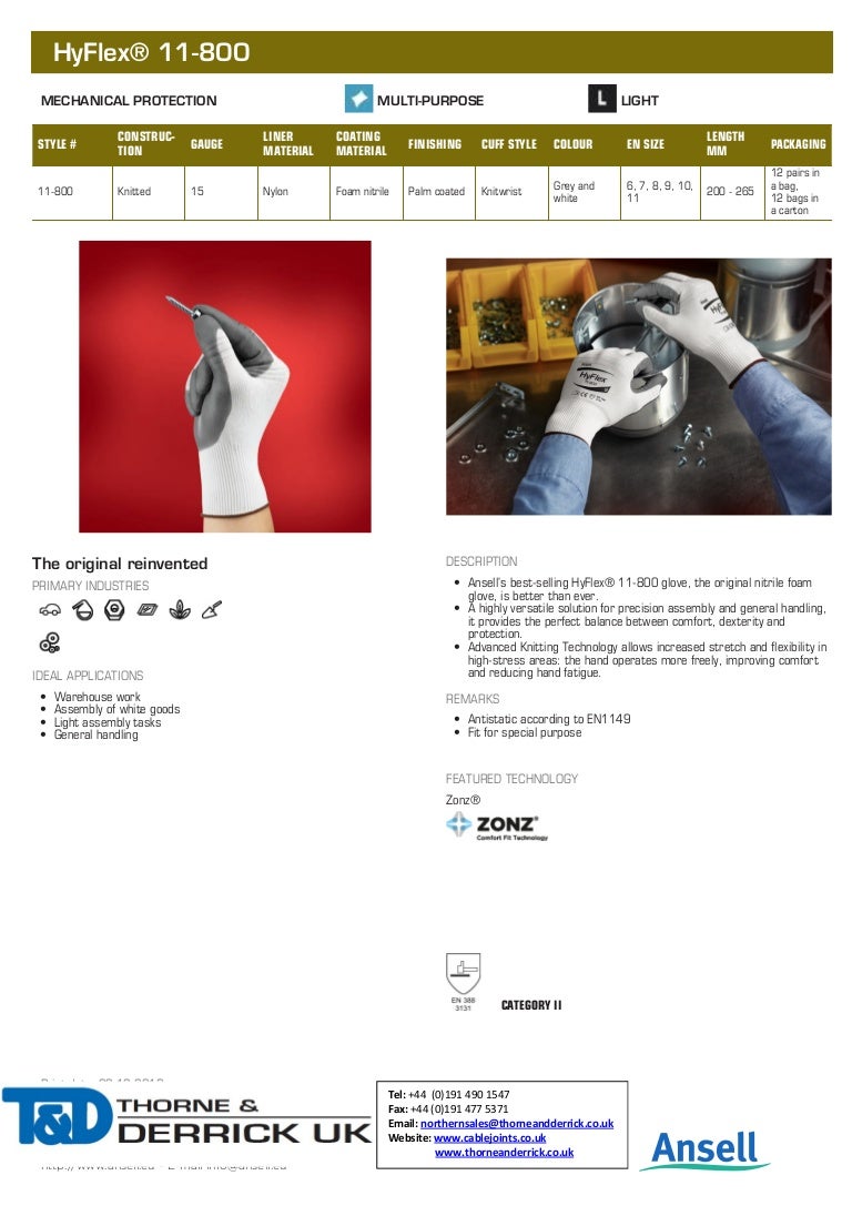 Ansell Hyflex® 11-800 Gloves - Hand Protection For Oil & Gas