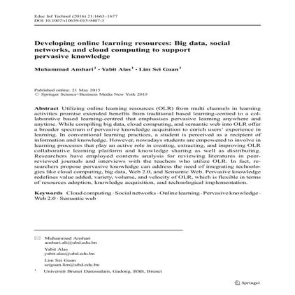 Developing online learning resources: Big data, social networks, and cloud co...