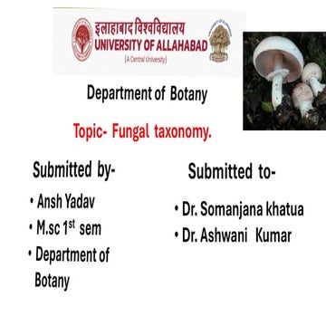 Fungal taxonomy present by university of Allahabad Uttar pradesh | PDF
