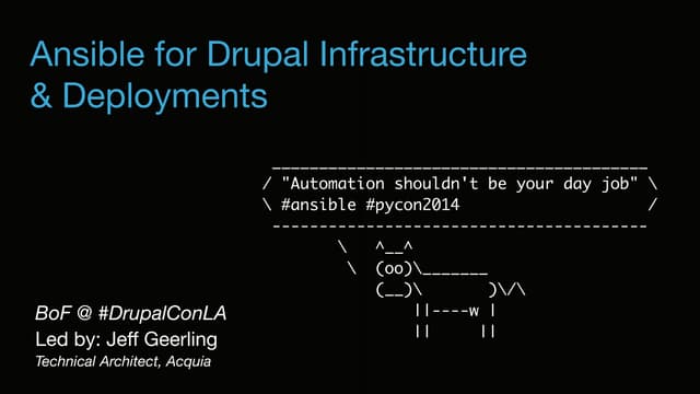 Ansible for Drupal infrastructure and deployments