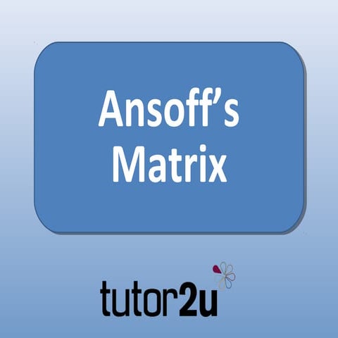 Strategy - Ansoffs Matrix