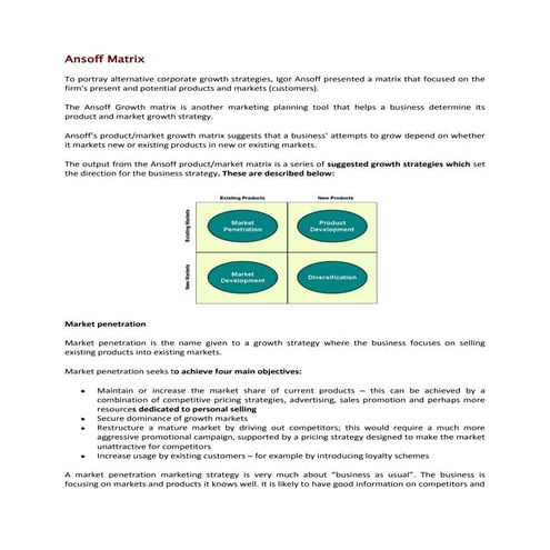 Ansoff matrix | DOCX