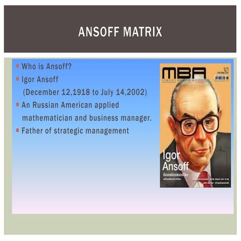 Ansoff's matrix ON TATA