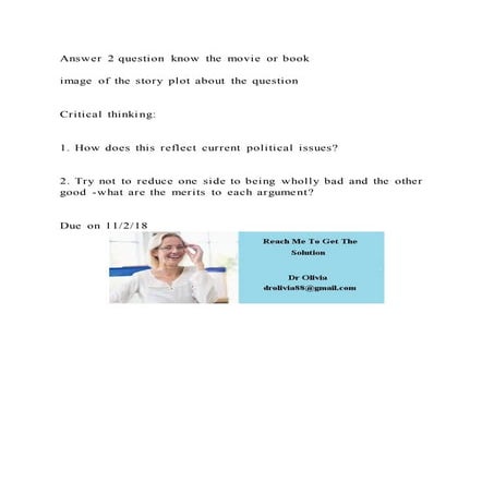 Answer 2 question know the movie or bookimage of the story plot | DOCX