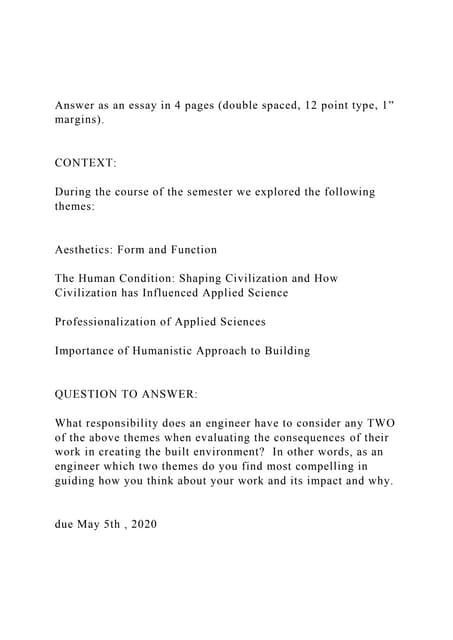 Answer as an essay in 4 pages (double spaced 12 point type 1 docx Answer as an essay in 4 pages (double spaced 12 point type 1 docx