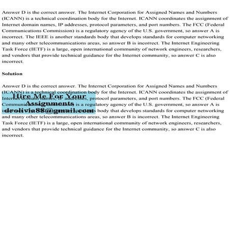 Answer D is the correct answer. The Internet Corporation for Assigne.pdf
