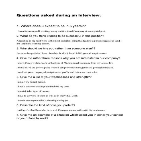  questions during the interview