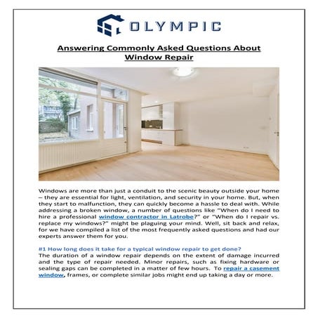 Frequently Asked Questions About Window Repair