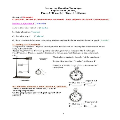 Answering questions technique physics spm paper 3