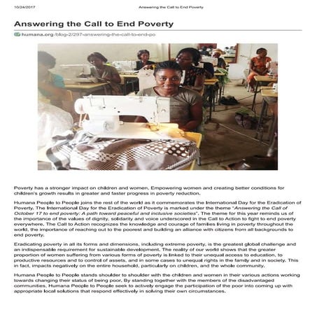 Answering the Call to End Poverty - Humana People to People