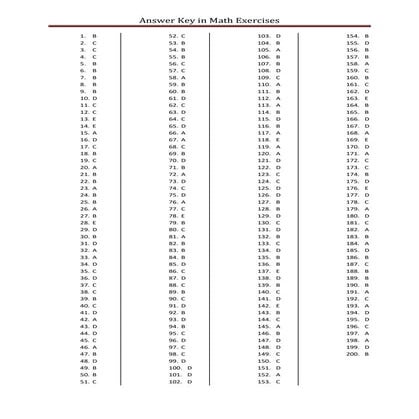 Answer key in Math exercises | PDF