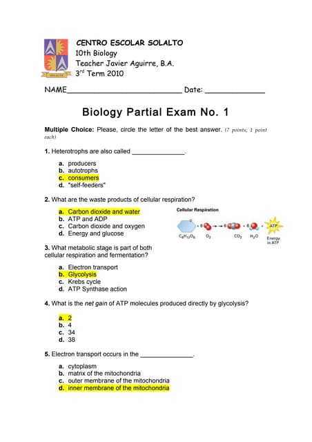 Answer key quiz no. 1 (3rd mp 2010)