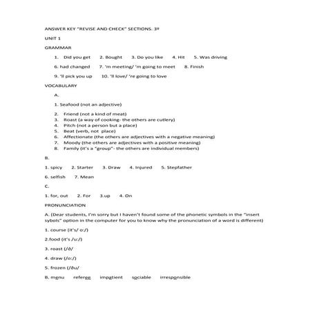 Answer key revise and check sections 1 4 3º