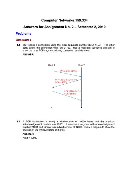 Answers computer networks 159334 assignment_2_2010