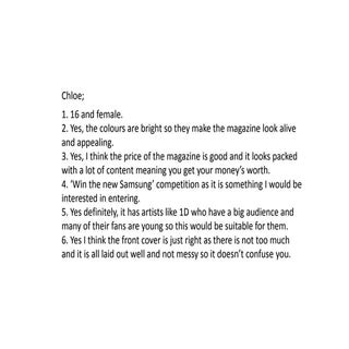 Answers for feedback