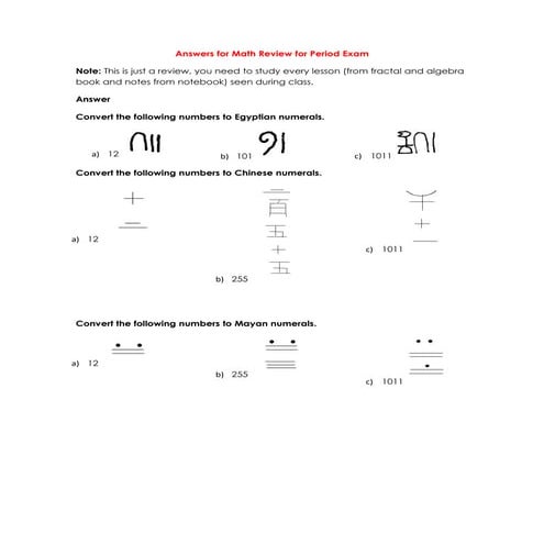Answers for first period review