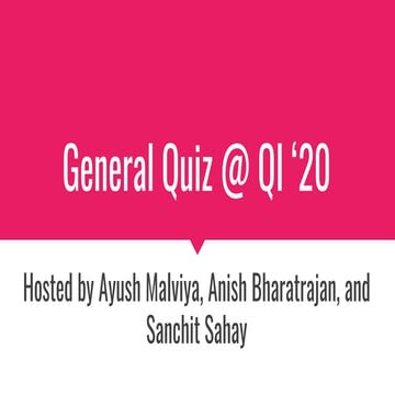 Gen Quiz prelims- TT'20