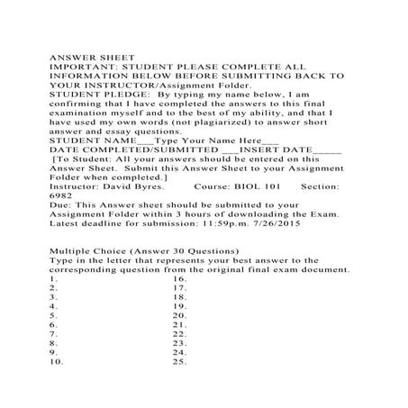 ANSWER SHEETIMPORTANT STUDENT PLEASE COMPLETE ALL INFORMATION B.docx