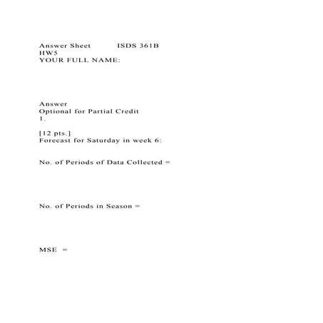 Answer SheetISDS 361BHW5YOUR FULL NAME  Answer.docx