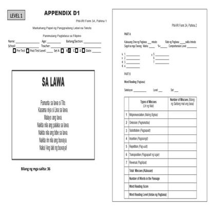 Answer sheets edited for phil iri