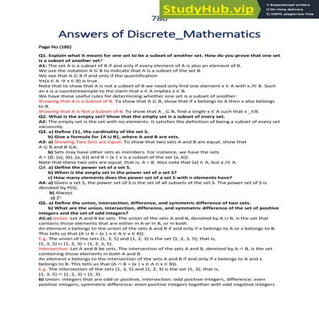 Answers Of Discrete Mathematics