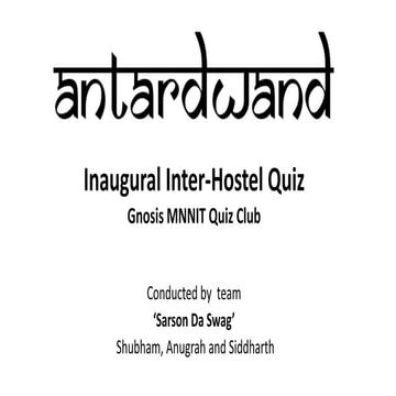 Inter-hostel General Quiz Prelims, NIT Allahabad 