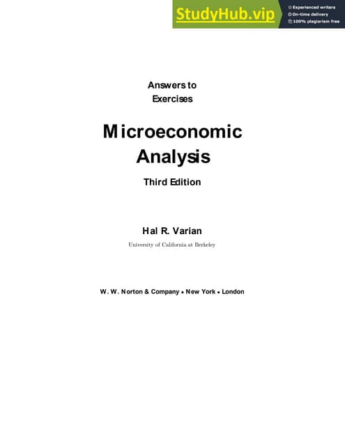 Answers To Exercises Microeconomic Analysis Third Edition | PDF