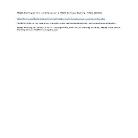 ANSYS Training Centre | ANSYS courses | ANSYS Software Training - CADD ...