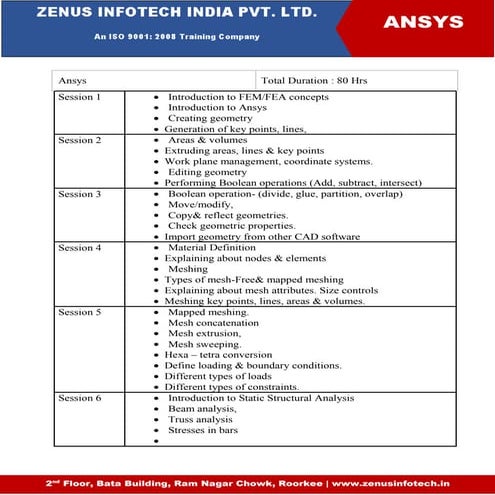 Ansys Training | ZENUS INFOTECH INDIA PVT. LTD.