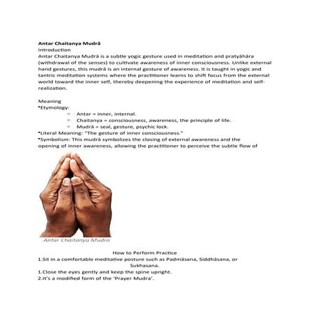 Antar Chaitanya Mudrā-Antar = inner, internal. Chaitanya ...