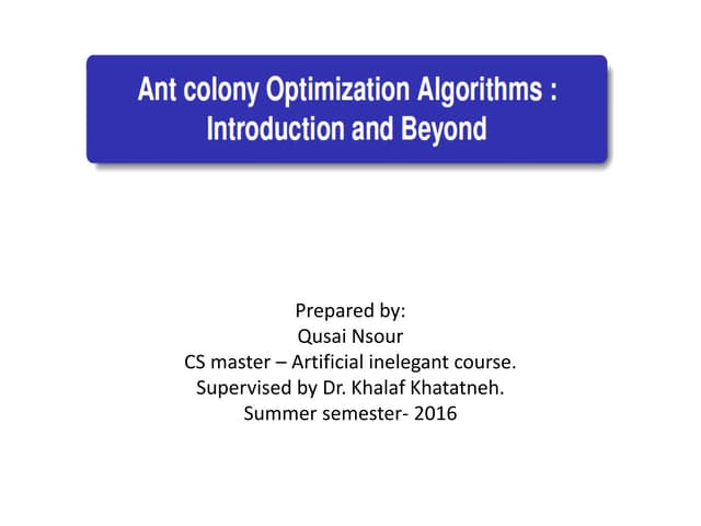 Ant colony algorithm