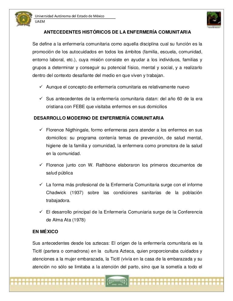 Antecedentes históricos de la enfermería comunitaria