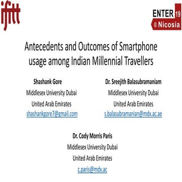 Antecedents and outcomes of smartphone usage among indian millennial travellers