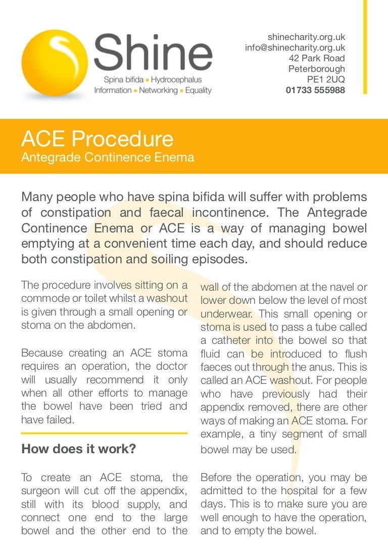 Antegrade Continence Enema Procedure