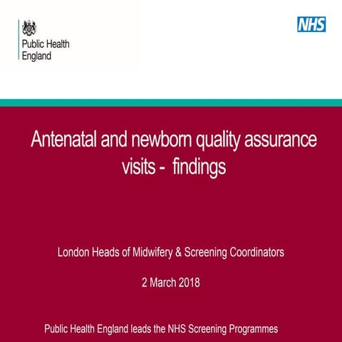 Antenatal and newborn quality assurance visits findings