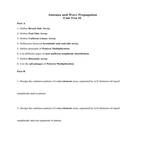Antenna Unit Test II Questions