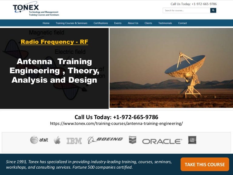 Antenna Engineering Training ,Theory, Analysis and Design