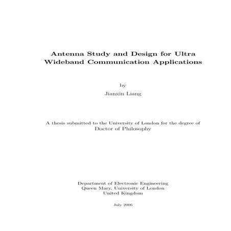 Antenna study and design for ultra wideband communications apps | PDF
