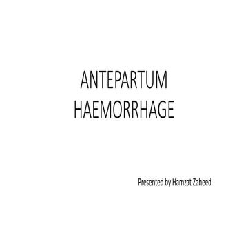 Antepartum haemorrhage