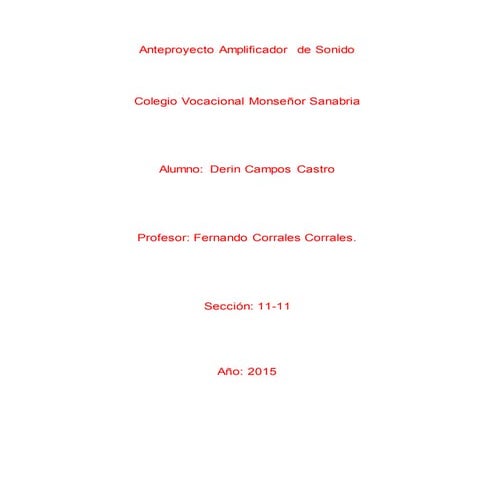 Anteproyecto amplificador  de sonido