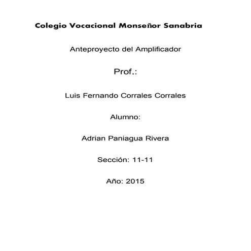 Ante proyecto del amplificador